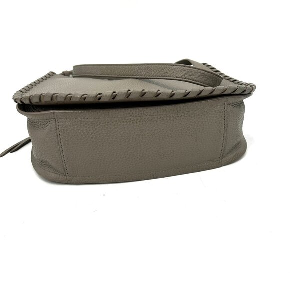 ALLSAINTS Gray Taupe Pebbled Leather Boho Western Crossbody Shoulder Bag Purse - Picture 12 of 16